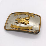 Vintage 80's Western Cowboy Bull Rider Nickel Silver Belt Buckle