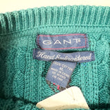 Vintage 90’s GANT Teal Cable Knit Paisley Sweater