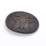 Vintage 1987 Marlboro Cowboy Longhorn Star Solid Brass Belt Buckle