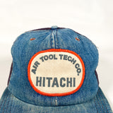 Vintage 80's Hitachi Air Tool Tech Co Denim Trucker Hat