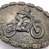 Vintage 80s Motocross Dirt Bike Chain Belt Buckle