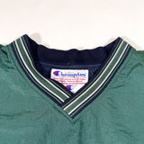 Vintage 90’s Champion Script Forest Green V-Neck Windbreaker Pullover Jacket