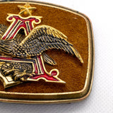 Vintage 1979 Raintree Anheuser-Busch Eagle Suede Belt Buckle