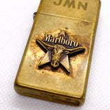 Vintage 1991 Marlboro Longhorn "JMN" Brass Zippo Slim Lighter USA
