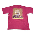 Pink t-shirt with Harley Davidson graphic on a white background