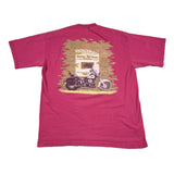 Pink t-shirt with Harley Davidson graphic on a white background