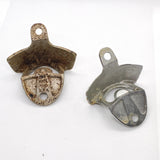 Vintage 70s Open Bottle Here Set of 2 Wall Mount Metal Bottle Openers