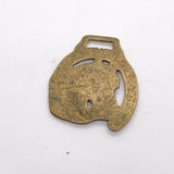 Vintage 80s English Brass Horse Head Horseshoe Harness Medallion