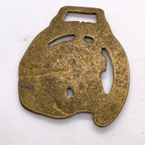 Vintage 80s English Brass Horse Head Horseshoe Harness Medallion