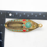 Vintage 70s Turkish Jeweled Brass Slipper Shoe Ashtray