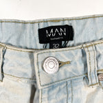 Vintage Y2K Light Wash BoohooMAN Button Fly Denim Shorts