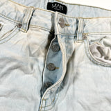 Vintage Y2K Light Wash BoohooMAN Button Fly Denim Shorts