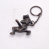 Vintage 90s Taiwan Risqué Frog Bronze Tone Metal Keychain