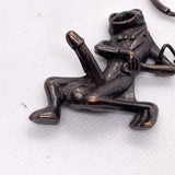 Vintage 90s Taiwan Risqué Frog Bronze Tone Metal Keychain