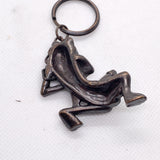 Vintage 90s Taiwan Risqué Frog Bronze Tone Metal Keychain