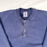 Vintage 90's Russell Athletic Navy High Cotton Henley Sweatshirt