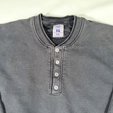 Vintage 90's Russell Athletic Black High Cotton Henley Sweatshirt