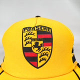 Vintage 80's Porsche Stuttgart Yellow Mesh 3 Stripe Trucker Hat