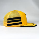 Vintage 80's Porsche Stuttgart Yellow Mesh 3 Stripe Trucker Hat