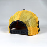 Vintage 80's Porsche Stuttgart Yellow Mesh 3 Stripe Trucker Hat