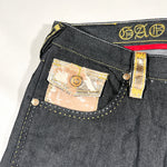 Vintage Y2K GAO Jeans Gold Stitch Embroidered Baggy Long Shorts