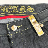 Vintage Y2K GAO Jeans Gold Stitch Embroidered Baggy Long Shorts