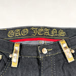 Vintage Y2K GAO Jeans Gold Stitch Embroidered Baggy Long Shorts
