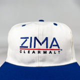 Vintage 90's ZIMA Clearmalt White & Blue Promotional Snapback Hat