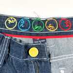 Vintage Y2K Coogi Embroidered Oni & Wing Raw Denim Shorts
