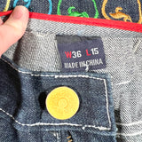 Vintage Y2K Coogi Embroidered Oni & Wing Raw Denim Shorts