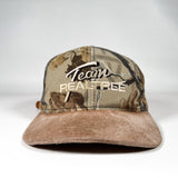 Vintage 90's Team Realtree Camo Suede Bill Hunting Strapback Hat