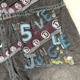 Vintage Y2K 5ive Jungle & Co. Graffiti Embroidered Baggy Denim Shorts