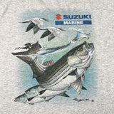 Vintage 90's Suzuki Marine Striped Bass Fishing Graphic T-Shirt