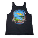 Black tank top with Harley-Davidson of St. Thomas design on a white background