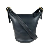 Vintage 90's Generic Black Leather Duffle Sac Purse