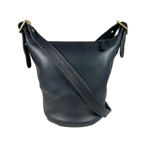 Vintage 90's Generic Black Leather Duffle Sac Purse