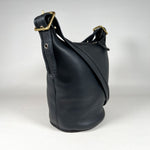 Vintage 90's Generic Black Leather Duffle Sac Purse