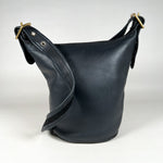 Vintage 90's Generic Black Leather Duffle Sac Purse