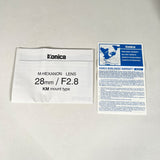Vintage 2001 Konica M-Hexanon 28mm f/2.8 Boxed & Mint Camera Lens