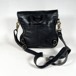 Vintage 90's Hobo International Black Leather Saddle Bag Purse