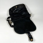 Vintage 90's Hobo International Black Leather Saddle Bag Purse