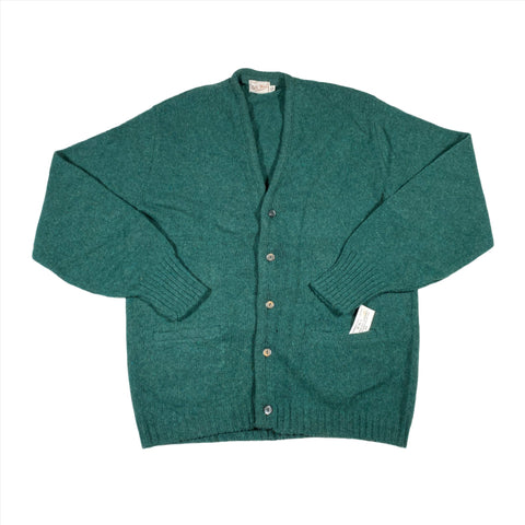 Vintage 60's All Wool Green Cardigan Sweater