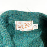 Vintage 60's All Wool Green Cardigan Sweater