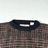 Vintage 90’s Natural Issue Brown Grid Pattern Knit Sweater