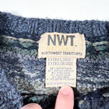 Vintage 90's NWT Northwest Territory Blue Patterned Knit Sweater