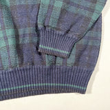 Vintage 90's Croft & Barrow Navy Green Plaid Knit Sweater