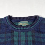 Vintage 90's Croft & Barrow Navy Green Plaid Knit Sweater