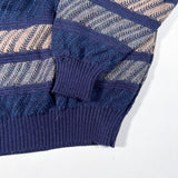 Vintage 90's Basic Editions Navy Stripe Textured Knit Sweater