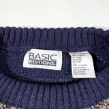 Vintage 90's Basic Editions Navy Stripe Textured Knit Sweater