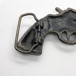 Vintage 80's Revolver Shaped Gun Belt Buckle